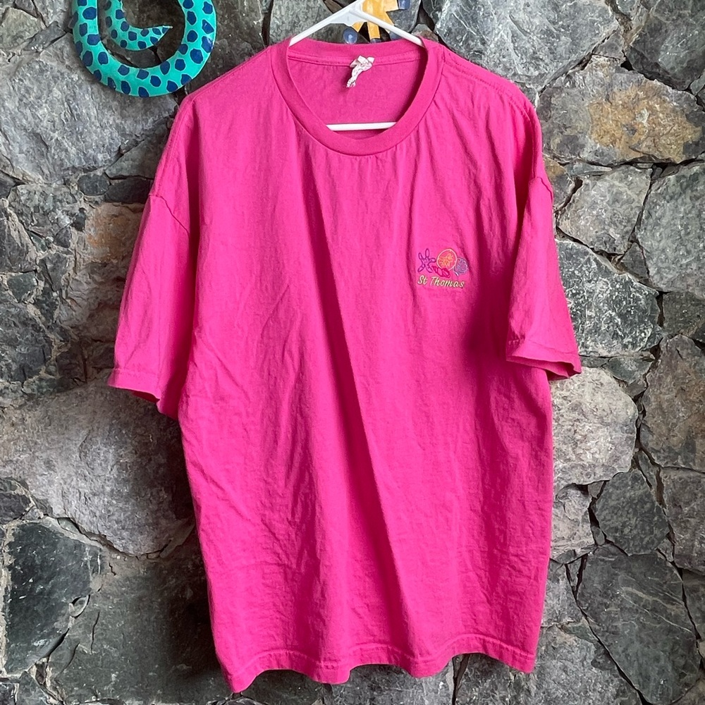 Alstyle Apparel Activewear Pink 100% cotton T-shirt Ocean Themed Size 2XL
